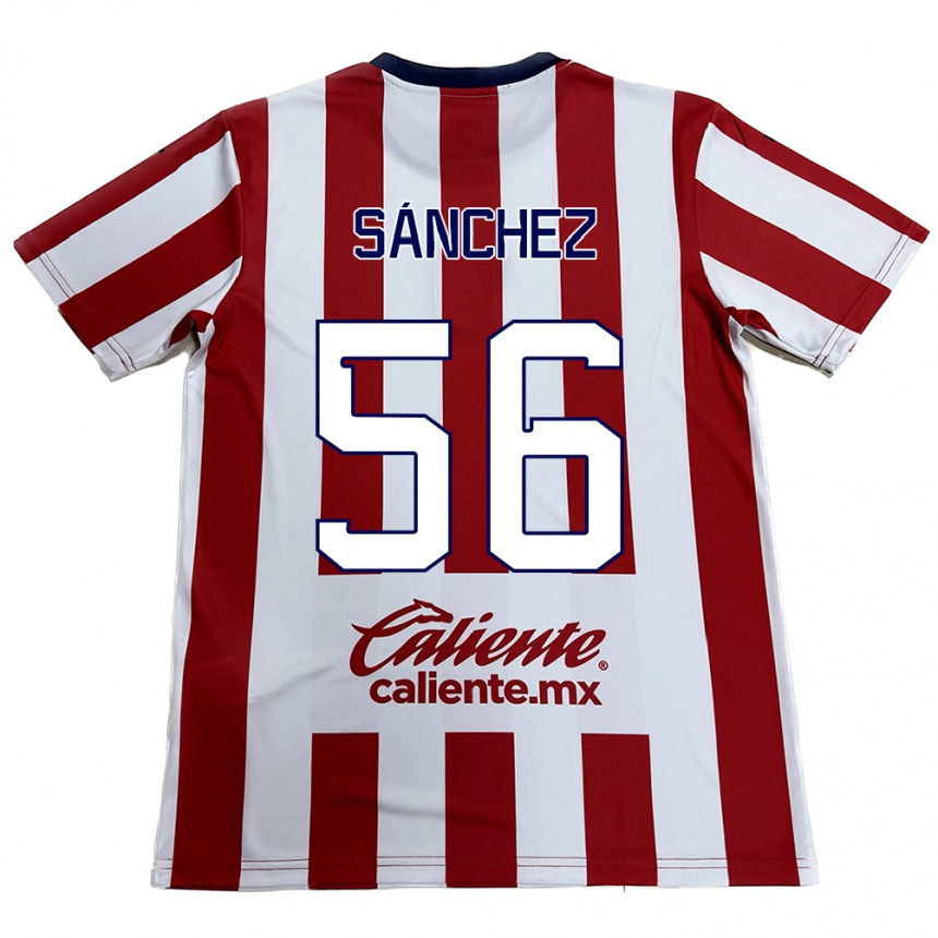 Niño Fútbol Camiseta Benjamín Sánchez #56 Rojo Blanco 1ª Equipación 2024/25 México