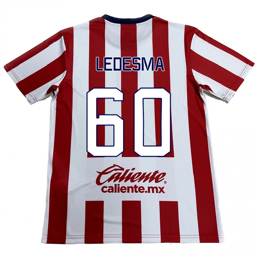 Niño Fútbol Camiseta Luis Ledesma #60 Rojo Blanco 1ª Equipación 2024/25 México