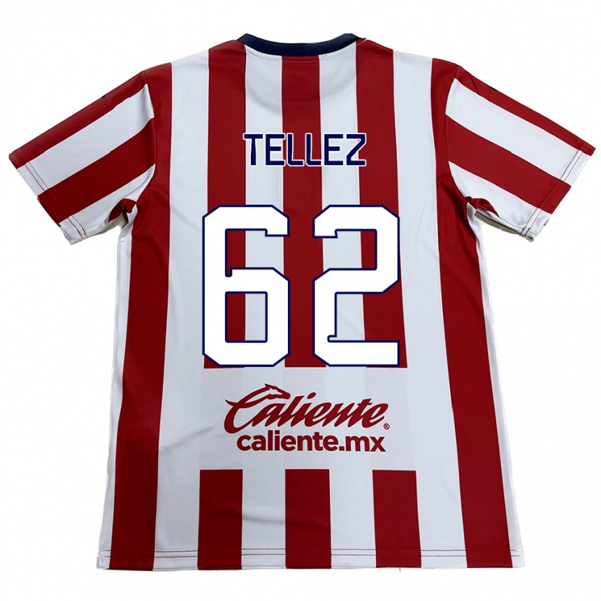 Niño Fútbol Camiseta Brandon Téllez #62 Rojo Blanco 1ª Equipación 2024/25 México