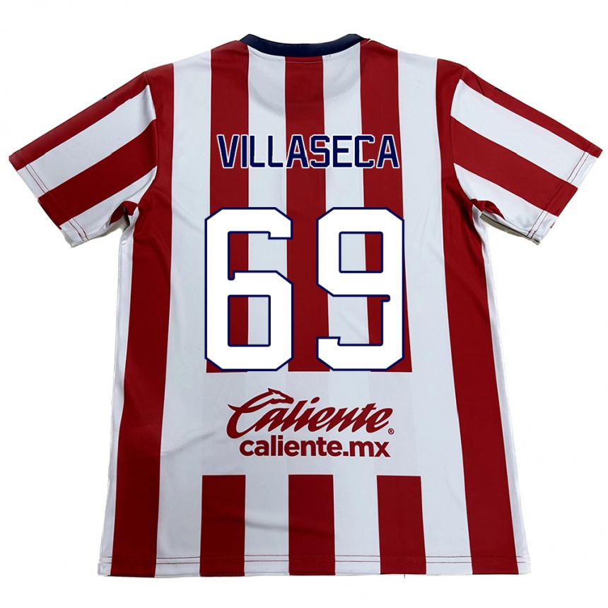 Niño Fútbol Camiseta Daniel Villaseca #69 Rojo Blanco 1ª Equipación 2024/25 México