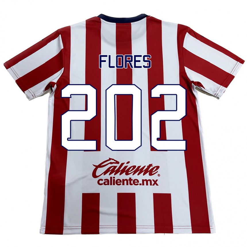 Niño Fútbol Camiseta Daniel Flores #202 Rojo Blanco 1ª Equipación 2024/25 México