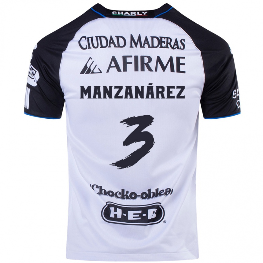 Niño Fútbol Camiseta Óscar Manzanárez #3 Azul Negro 1ª Equipación 2024/25 México