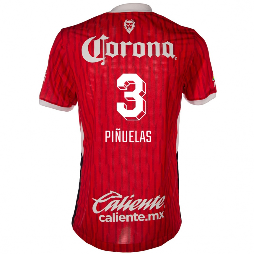 Niño Fútbol Camiseta Fernando Piñuelas #3 Rojo Blanco 1ª Equipación 2024/25 México