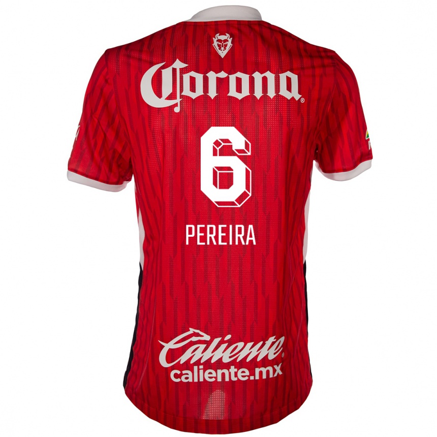 Niño Fútbol Camiseta Federico Pereira #6 Rojo Blanco 1ª Equipación 2024/25 México