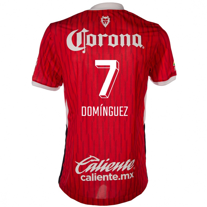 Niño Fútbol Camiseta Juan Domínguez #7 Rojo Blanco 1ª Equipación 2024/25 México