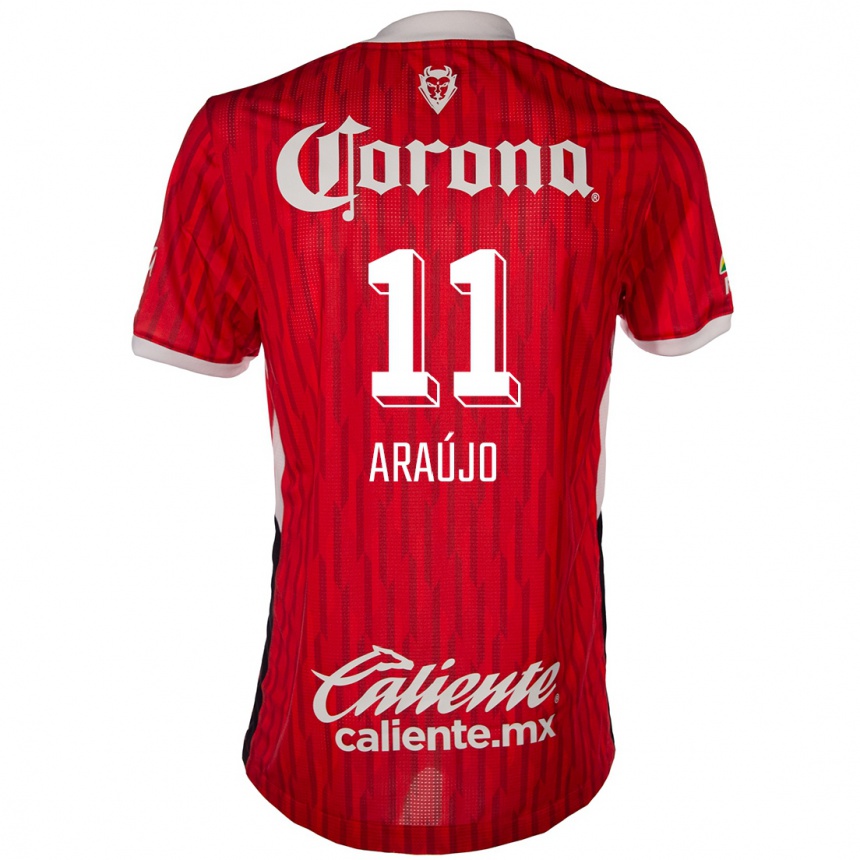 Niño Fútbol Camiseta Maximiliano Araújo #11 Rojo Blanco 1ª Equipación 2024/25 México