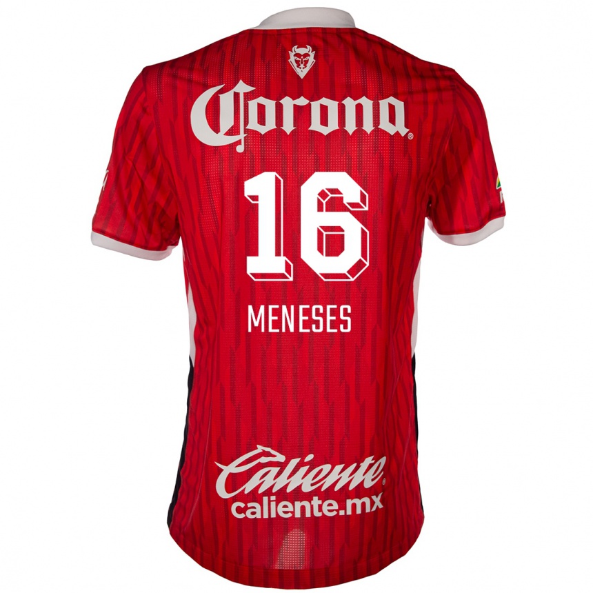 Niño Fútbol Camiseta Jean Meneses #16 Rojo Blanco 1ª Equipación 2024/25 México