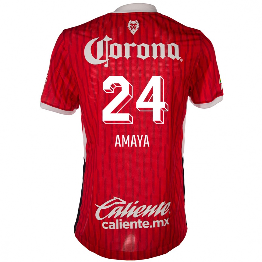 Niño Fútbol Camiseta Frankie Amaya #24 Rojo Blanco 1ª Equipación 2024/25 México