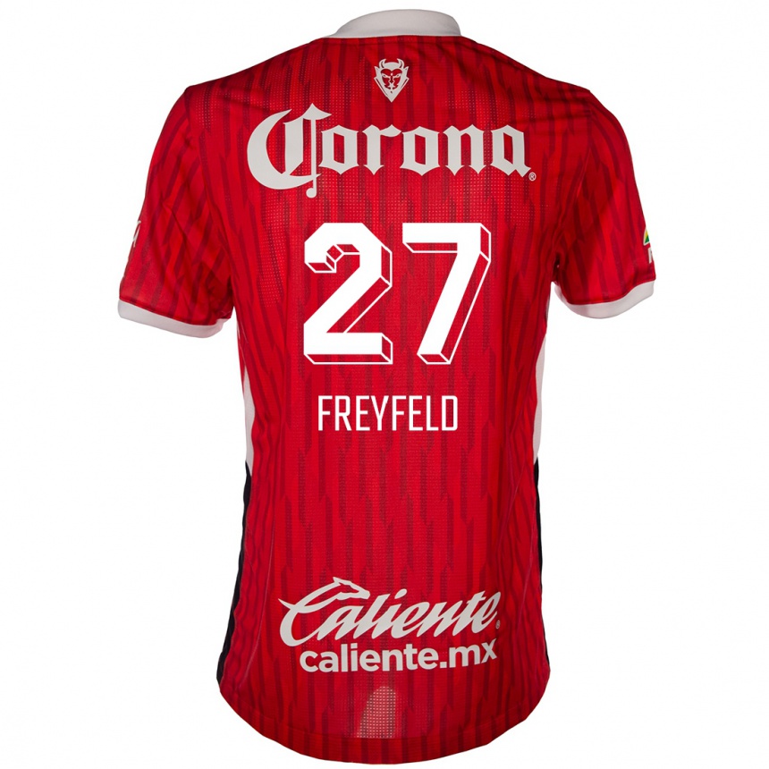 Niño Fútbol Camiseta Emiliano Freyfeld #27 Rojo Blanco 1ª Equipación 2024/25 México