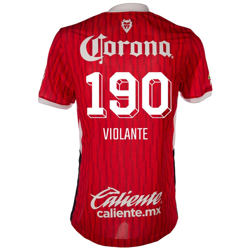 Niño Fútbol Camiseta Isaías Violante #190 Rojo Blanco 1ª Equipación 2024/25 México