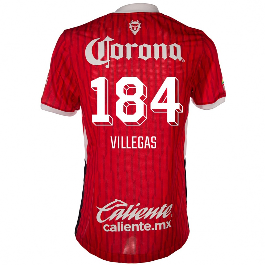 Niño Fútbol Camiseta Abraham Villegas #184 Rojo Blanco 1ª Equipación 2024/25 México