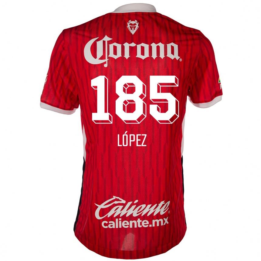 Niño Fútbol Camiseta David López #185 Rojo Blanco 1ª Equipación 2024/25 México