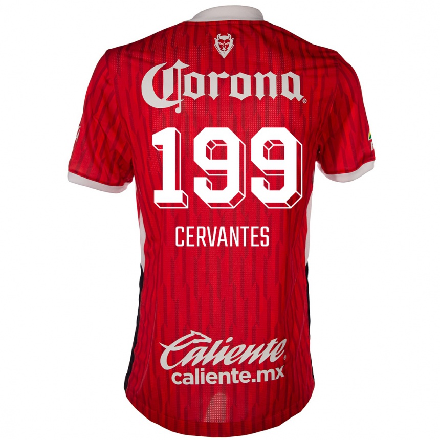 Niño Fútbol Camiseta Axel Cervantes #199 Rojo Blanco 1ª Equipación 2024/25 México