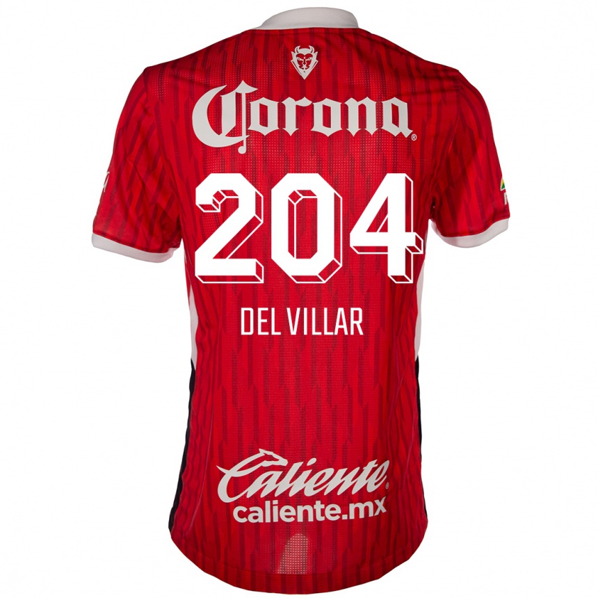 Niño Fútbol Camiseta Everardo Del Villar #204 Rojo Blanco 1ª Equipación 2024/25 México