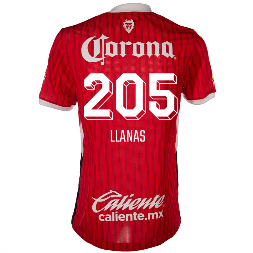 Niño Fútbol Camiseta Emmanuel Llanas #205 Rojo Blanco 1ª Equipación 2024/25 México