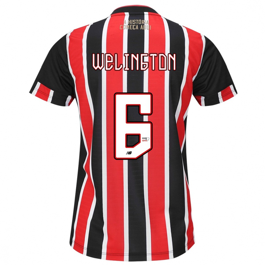 Niño Fútbol Camiseta Welington #6 Negro Rojo Blanco 2ª Equipación 2024/25 México