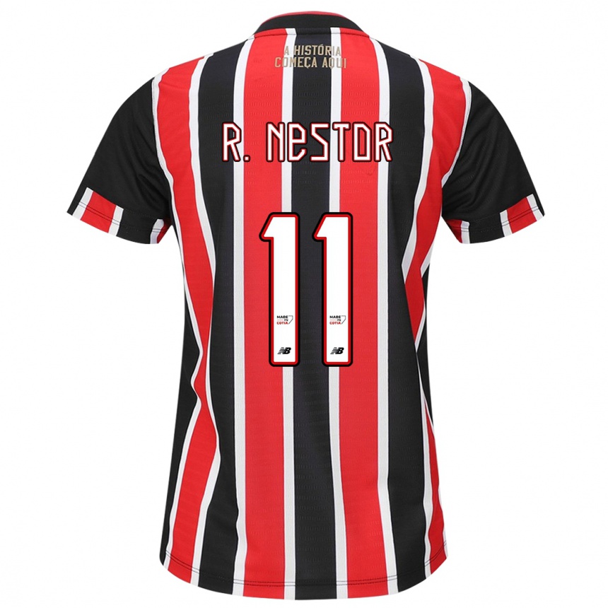 Niño Fútbol Camiseta Rodrigo Nestor #11 Negro Rojo Blanco 2ª Equipación 2024/25 México