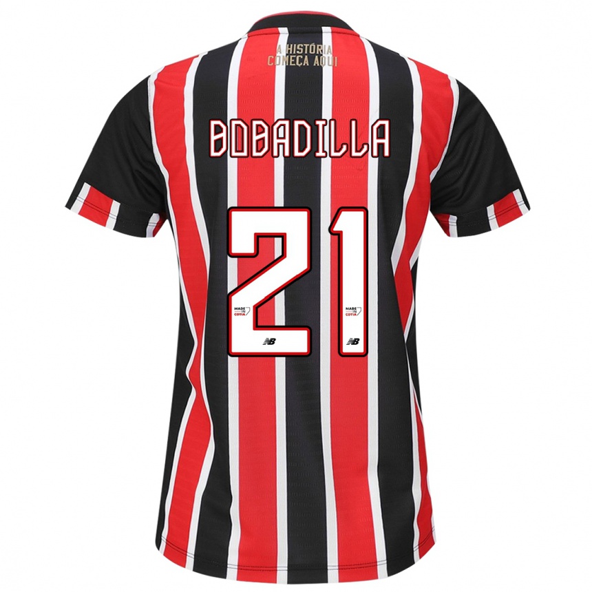 Niño Fútbol Camiseta Damián Bobadilla #21 Negro Rojo Blanco 2ª Equipación 2024/25 México