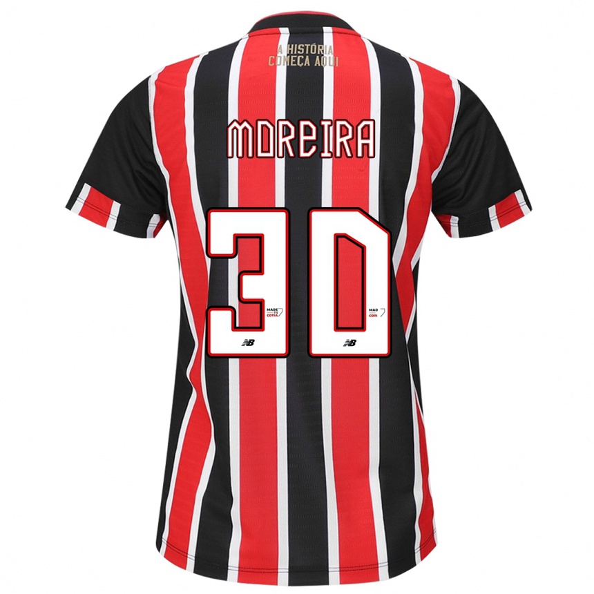 Niño Fútbol Camiseta João Moreira #30 Negro Rojo Blanco 2ª Equipación 2024/25 México