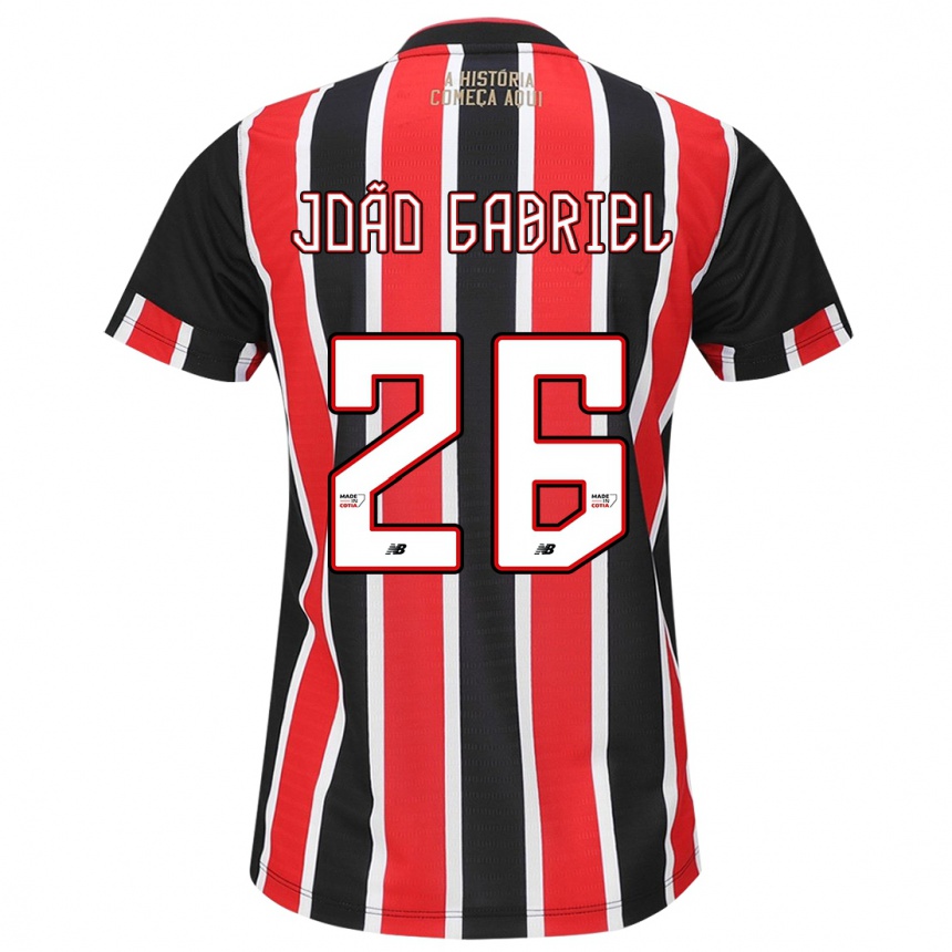 Niño Fútbol Camiseta João Gabriel #26 Negro Rojo Blanco 2ª Equipación 2024/25 México