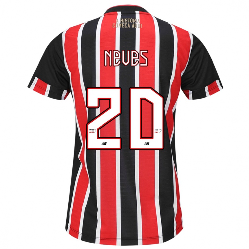 Niño Fútbol Camiseta Gabriel Neves #20 Negro Rojo Blanco 2ª Equipación 2024/25 México