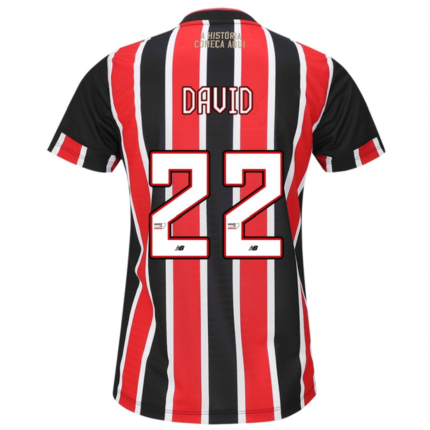 Niño Fútbol Camiseta David #22 Negro Rojo Blanco 2ª Equipación 2024/25 México