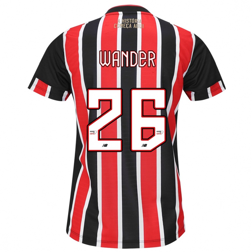 Niño Fútbol Camiseta Talles Wander #26 Negro Rojo Blanco 2ª Equipación 2024/25 México