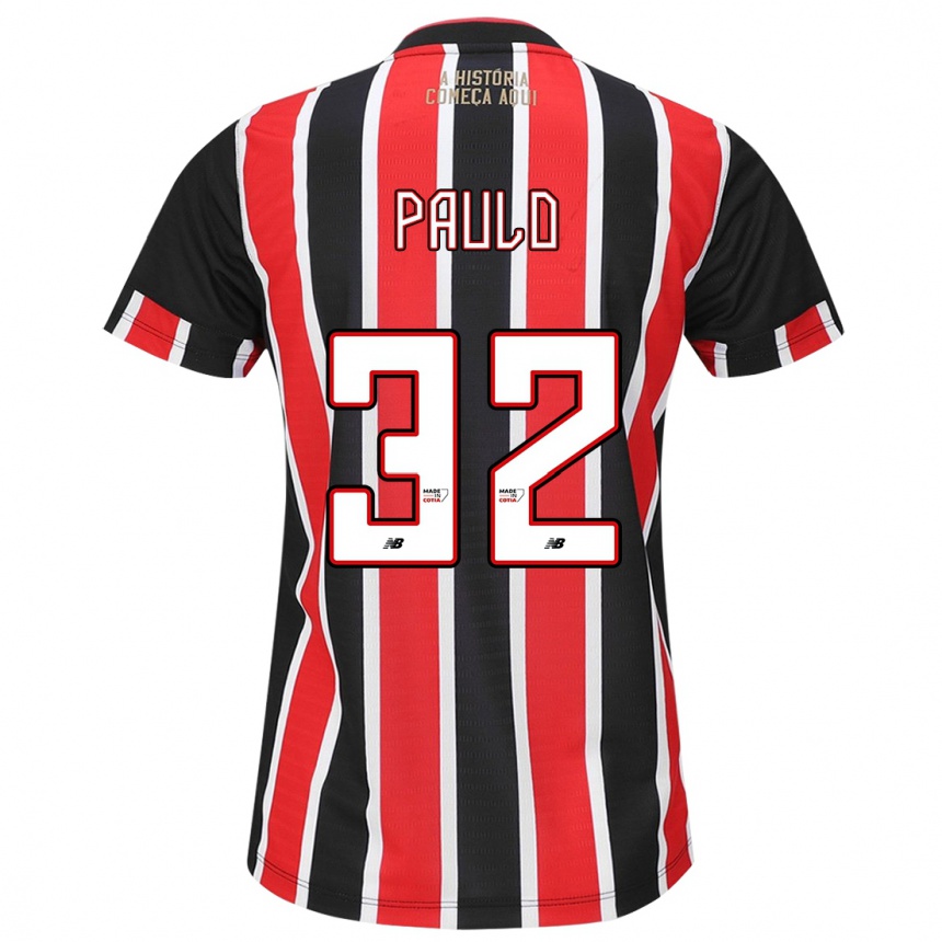 Niño Fútbol Camiseta Marcos Paulo #32 Negro Rojo Blanco 2ª Equipación 2024/25 México