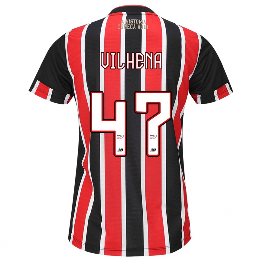 Niño Fútbol Camiseta Pedro Vilhena #47 Negro Rojo Blanco 2ª Equipación 2024/25 México