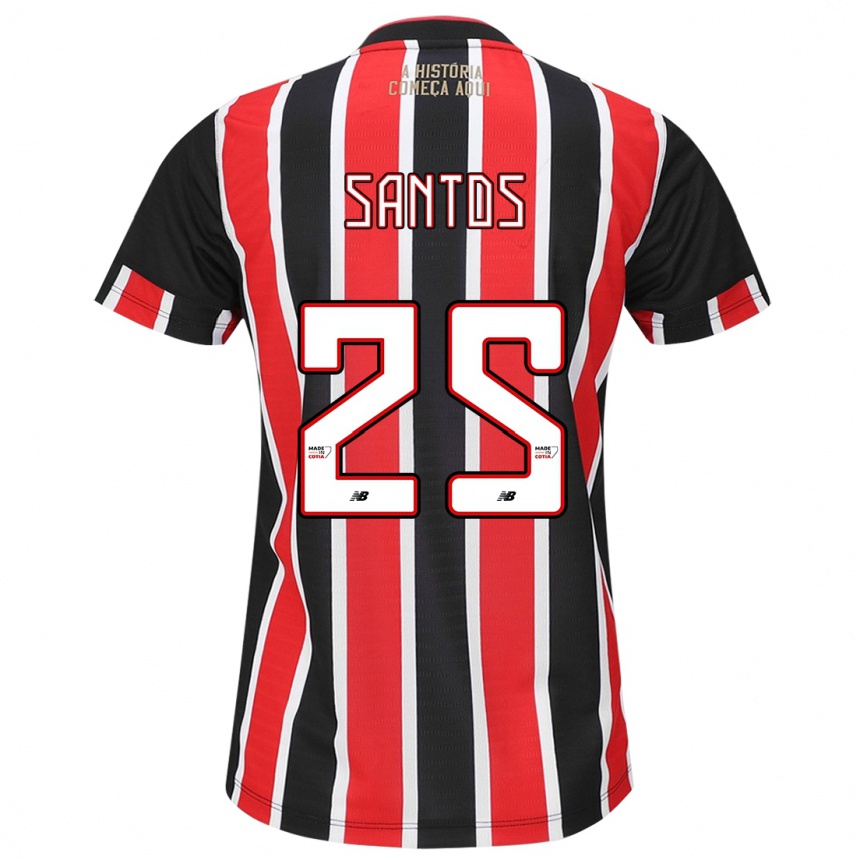 Niño Fútbol Camiseta Mariana Santos #25 Negro Rojo Blanco 2ª Equipación 2024/25 México