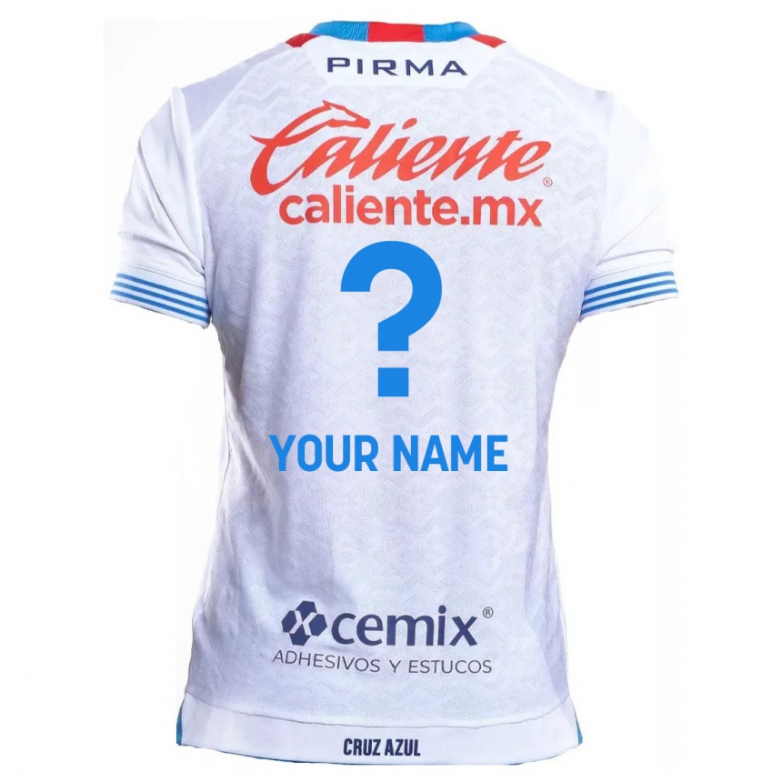 Niño Fútbol Camiseta Su Nombre #0 Blanco Azul 2ª Equipación 2024/25 México