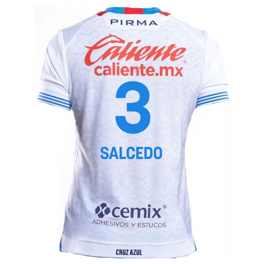 Niño Fútbol Camiseta Carlos Salcedo #3 Blanco Azul 2ª Equipación 2024/25 México