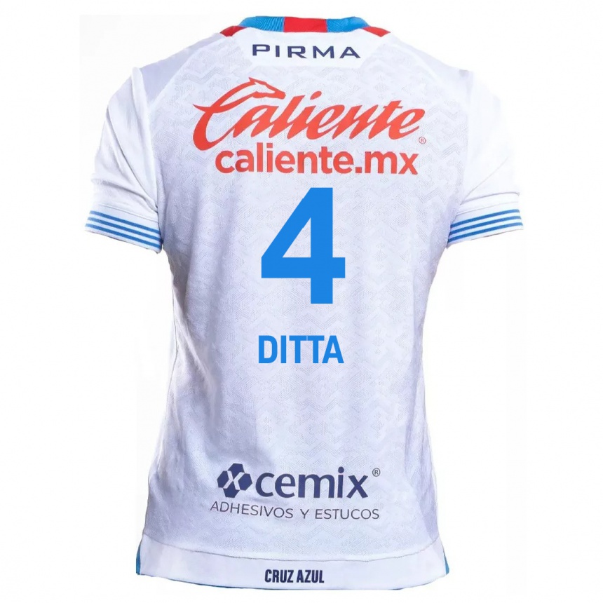 Niño Fútbol Camiseta Willer Ditta #4 Blanco Azul 2ª Equipación 2024/25 México