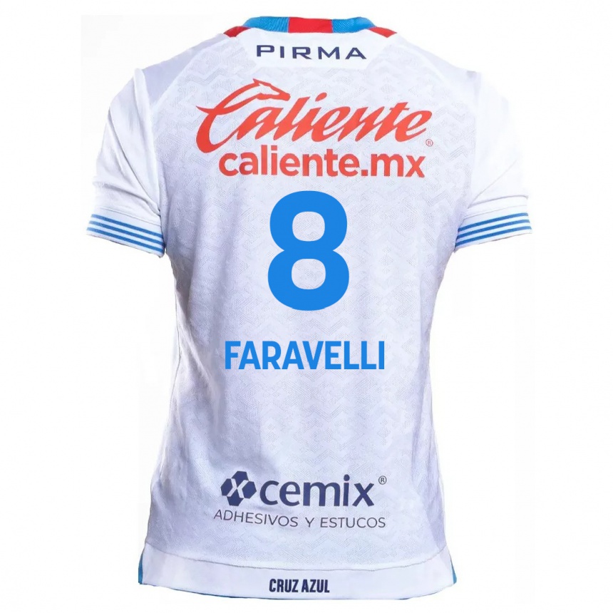 Niño Fútbol Camiseta Lorenzo Faravelli #8 Blanco Azul 2ª Equipación 2024/25 México