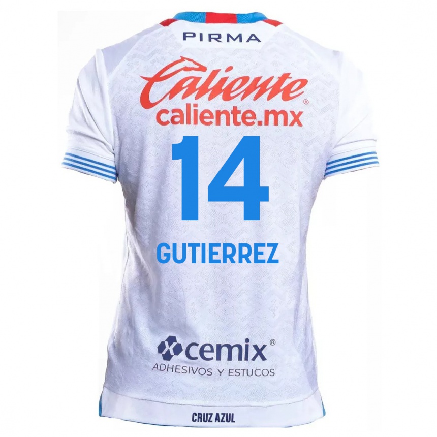 Niño Fútbol Camiseta Alexis Gutiérrez #14 Blanco Azul 2ª Equipación 2024/25 México