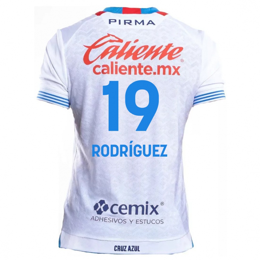 Niño Fútbol Camiseta Carlos Rodríguez #19 Blanco Azul 2ª Equipación 2024/25 México