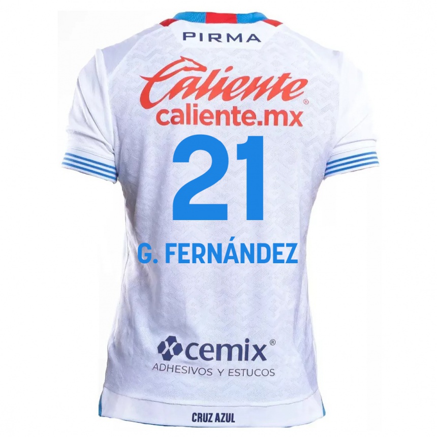 Niño Fútbol Camiseta Gabriel Fernández #21 Blanco Azul 2ª Equipación 2024/25 México