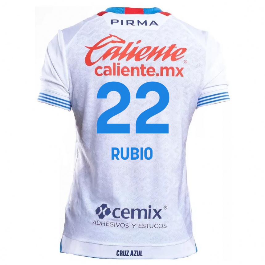 Niño Fútbol Camiseta Raymundo Rubio #22 Blanco Azul 2ª Equipación 2024/25 México