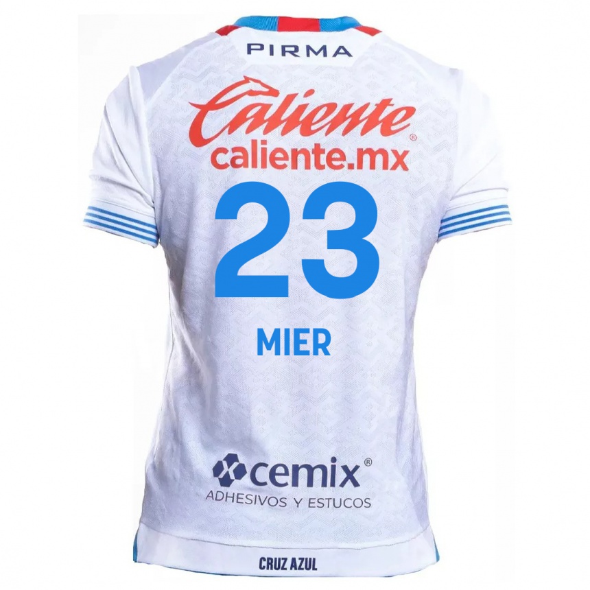 Niño Fútbol Camiseta Kevin Mier #23 Blanco Azul 2ª Equipación 2024/25 México