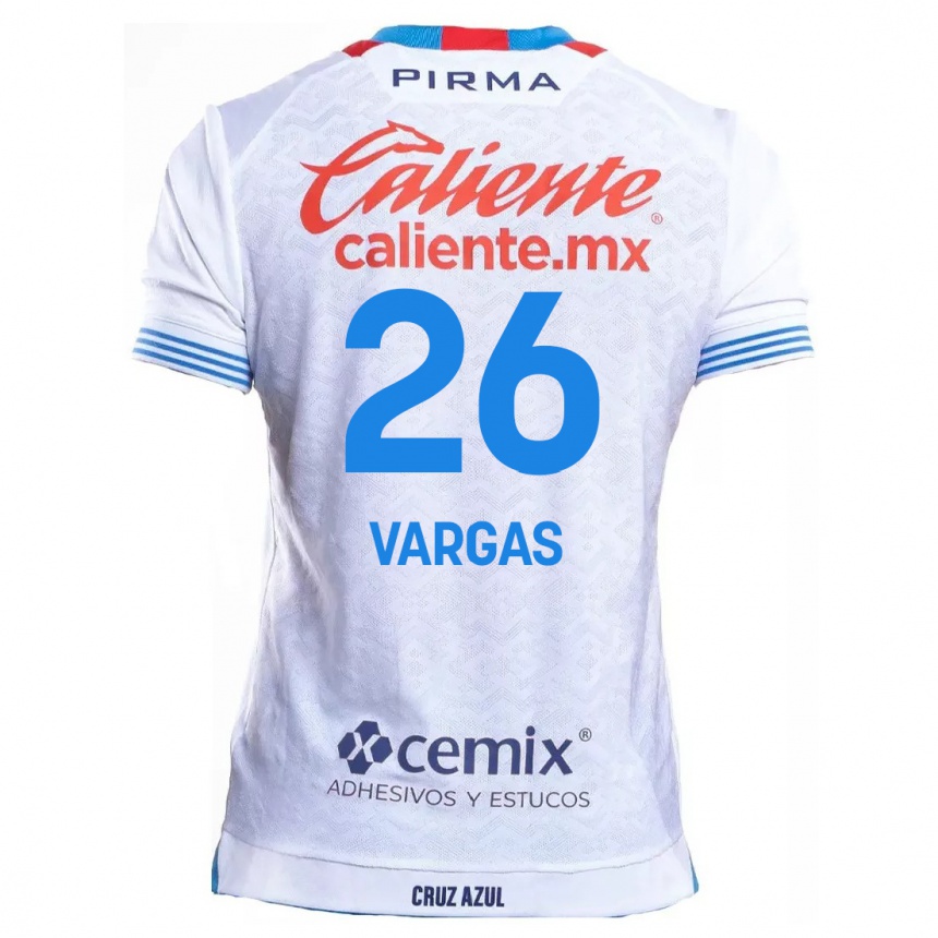 Niño Fútbol Camiseta Carlos Vargas #26 Blanco Azul 2ª Equipación 2024/25 México