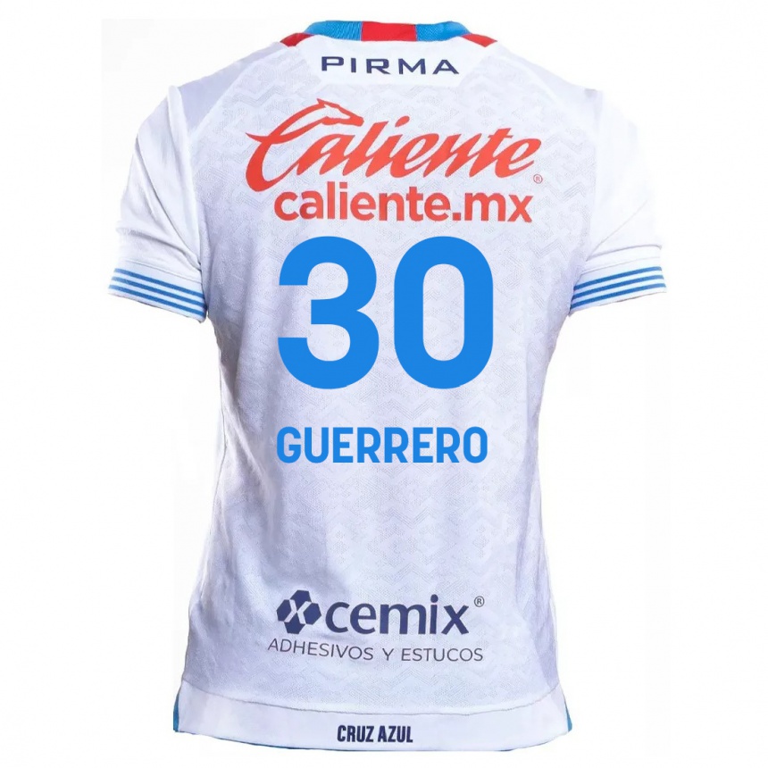 Niño Fútbol Camiseta Rafael Guerrero #30 Blanco Azul 2ª Equipación 2024/25 México