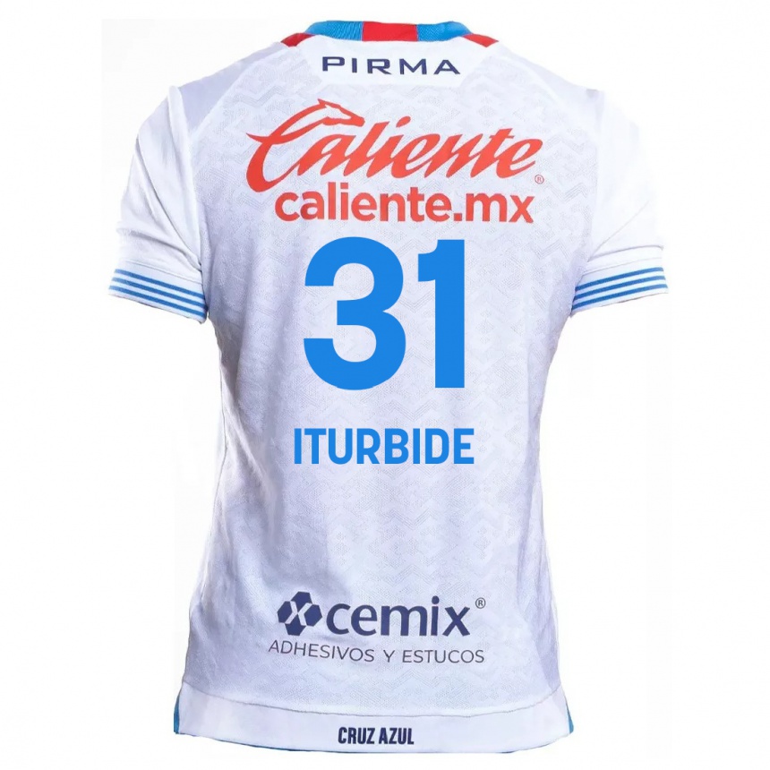 Niño Fútbol Camiseta Luis Iturbide #31 Blanco Azul 2ª Equipación 2024/25 México