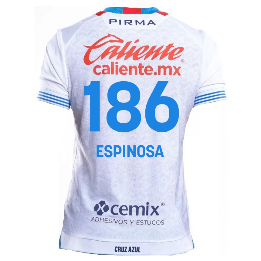 Niño Fútbol Camiseta Brandón Espinosa #186 Blanco Azul 2ª Equipación 2024/25 México