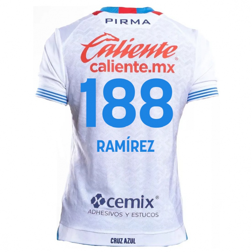 Niño Fútbol Camiseta Diego Ramírez #188 Blanco Azul 2ª Equipación 2024/25 México