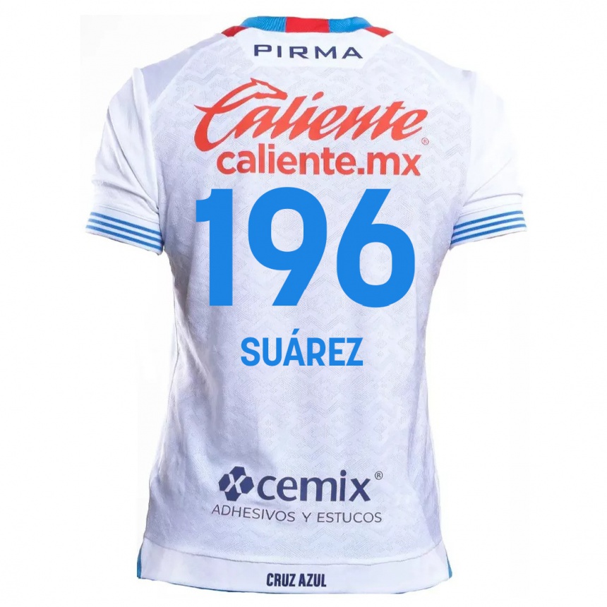 Niño Fútbol Camiseta Javier Suárez #196 Blanco Azul 2ª Equipación 2024/25 México