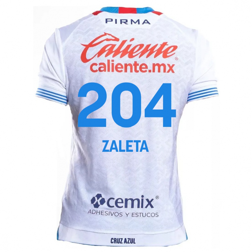 Niño Fútbol Camiseta Mauro Zaleta #204 Blanco Azul 2ª Equipación 2024/25 México