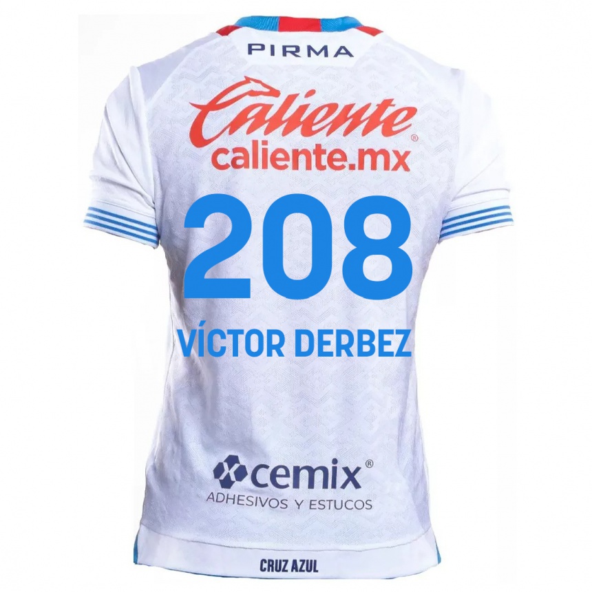 Niño Fútbol Camiseta Louis Víctor Derbez #208 Blanco Azul 2ª Equipación 2024/25 México