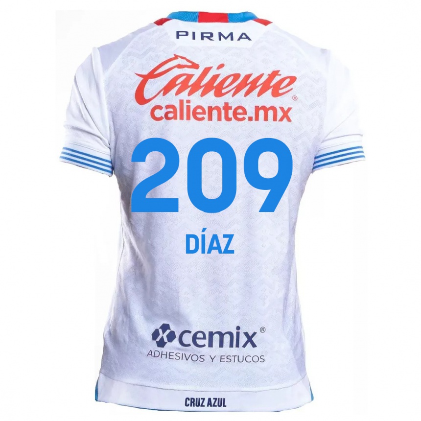 Niño Fútbol Camiseta Josué Díaz #209 Blanco Azul 2ª Equipación 2024/25 México