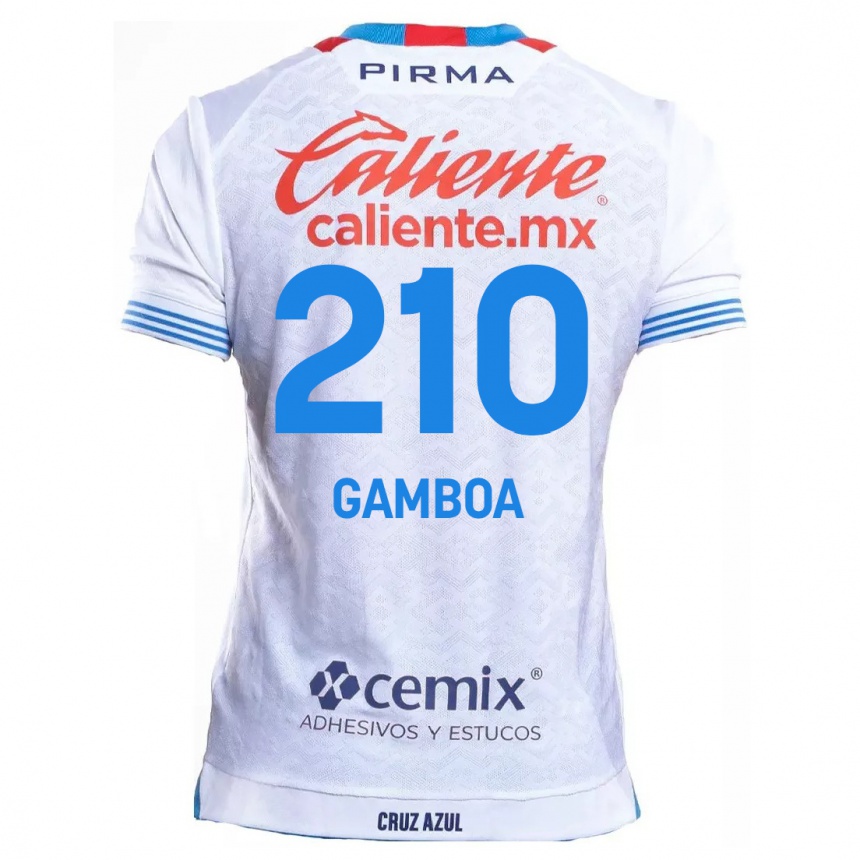 Niño Fútbol Camiseta Bryan Gamboa #210 Blanco Azul 2ª Equipación 2024/25 México