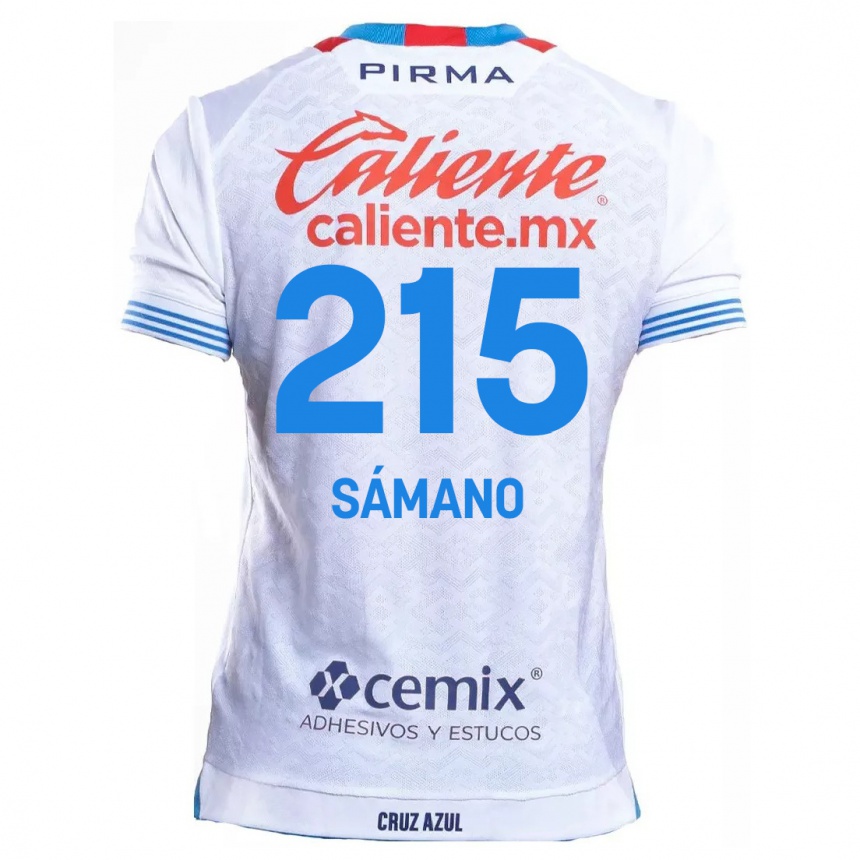 Niño Fútbol Camiseta Fernando Sámano #215 Blanco Azul 2ª Equipación 2024/25 México